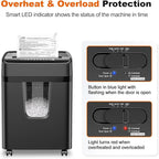 Bonsaii 12-Sheet Micro-Cut Paper Shredders for Home Office, Heavy Duty Document Shredder with 5.5 Gallon Pullout Bin for CD/Credit Card/Staple, 30 Mins Continuous Run Time, P-4 High Security, C282-B