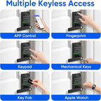 Keypad Smart Door Lock with Handle, Keyless Entry Deadbolt for Front Door, Smart Auto Lock Deadbolt with Phone/Watch App Control, Biometric Fingerprint Gate Handle with 7 Ways to Unlock