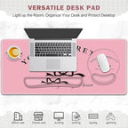 Gaming Mouse Pad, Large Desk Mat, Cute Desk Pad Protector, 4in1 XXL Mousepad + Keyboard Wrist Rest+Mouse Wrist Rest+Coaster Set with Ergonomic Desk Pad for Home Office Table Computer, Pink Pretty Bow