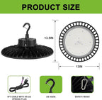 High Bay Led Shop Lights 200W 1-10V Dimmable UFO LED High Bay Light 200W 5000K with US Plug&Hook 30000LM ETL Listed - Ideal Shop Lights UFO Lights Led Warehouse