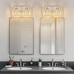 FDPBY Modern Vanity Light 2-Lights Brushed Nickel Vanity Light Crystal Bathroom Wall Light Bathroom Light Fixtures