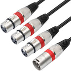 SiYear XLR Splitter Cable 3 Way - 1 XLR Male to 3 Female Patch Y Cable Balanced Microphone Splitter 3 in 1 Cord Audio Adapter (60cm/2FT)