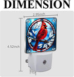 PODMemory Cardinal Stained Glass Night Lights Plug into Wall for Room, Cardinals Night Light LED for Bedroom