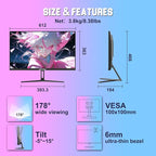 SANSUI Gaming Monitor 27" 1440p 260hz/240hz WQHD 2K - Fast IPS 1ms FreeSync Premium 丨DCI-P3 98% 丨sRGB130% 丨HDR10 丨2×DisplayPort 1.4丨2×HDMI2.0 PC Gaming Monitor with Crosshair