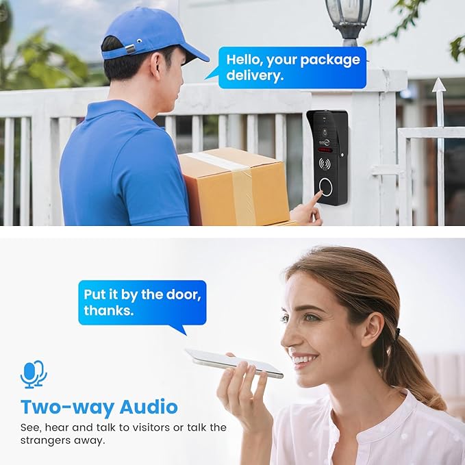 Wired Smart Video Apartments Intercom System,10 Inch Monitors with 1080P Doorbell Camera,3-in-1 Unlocking,TUYA WiFi Door Phone Kits, Ideal for Villas & Homes (1 doorbell + 1 Monitor)