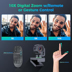 Angetube TrackCam 4K Webcam for PC/Mac - AI Tracking USB 3.0 Streaming Camera with Remote Control, Gesture Control, PTZ, HDR, Microphones, Web Camera for Desktop Computer, Laptop, Meeting, Video Call