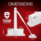 PrimeWare DC-300 Automatic Adjustable Door Closers for Home | Soft Close, No Slam | Residential and Commercial Door Closer | Level 3 | for Doors Weighing 90-140 lbs | Hydraulic Door Spring - White
