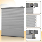 Boolegon No Drill Motorized Cellular Blinds With Remote Motorized Blackout Honeycomb Blinds For Indoor Windows Easy to Install Automatic Cellular Shades For Home,Light Filtering Light Gray,Custom Size
