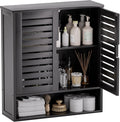 SMIBUY Bathroom Cabinet Wall Mounted, Bamboo Over-The-Toilet Storage Organizer, Space Saver Medicine Cabinet with 2 Door and Adjustable Shelves (Black)