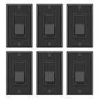 BESTTEN 6 Pack Dimmer Wall Light Switch, Compatible with Dimmable LED, CFL, Incandescent and Halogen Bulb, Single Pole or 3-Way Dimmer Switches, 120VAC, Decorator Wall Plate Included, Black