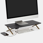 Anji Mountain Monitor Stand - Desktop Organizer & Laptop Riser, Ergonomic Monitor Riser, Space-Saving Monitor Stand for Desk, Durable Construction, Easy Assembly, Ideal for Home & Office,Black