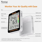 Temtop Smart Air Quality Monitor - Indoor Air Quality Meter with PM2.5, AQI, Temperature and Humidity Detector for Home, Office or School, App Connectivity, OTA Updates, 60-Day Battery Life