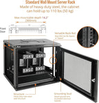 Tecmojo 9U Wall Mount Rack Network Cabinet for 19" IT Equipment,with Lockable Mesh Door and Side Panels,Cooling Fan,17.7inch Depth,Black