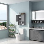 Grey Wall Mounted Bathroom Cabinet 24x30 Inch Wooden Over Toilet Storage Cabinet with 2 Doors, Above Toilet Medicine Cabinets for Bathroom Laundry Room Bedroom Kitchen