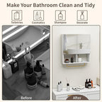 Wall Mounted Storage Cabinet with Mirror & Adjustable Shelves- Bathroom Medicine Cabinet with Towel Bar for Bathroom, Laundary, Enterway,Bedroom