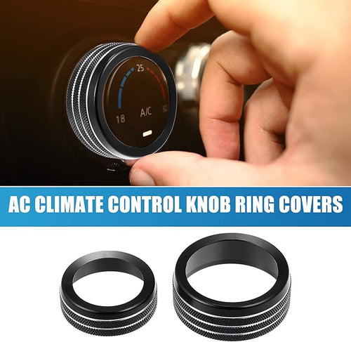 A ABSOPRO 3pcs Car Air Conditioner Knobs Decals AC Radio Switch Knob Cover for Dodge Durango 2017-2020 for Jeep Cherokee Grand Cherokee 17-21 Black