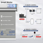 Motorized Roller Blinds with Remote Control & Solar Panel - 100% Blackout Smart Blinds, Automatic, Cordless, Electric Shades - Compatible with Alexa - Grey, 36" W x 72" H
