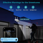 Cromorc Wireless Security Camera System with 16" Monitor Motion Detection Night Vision 2-Way Audio 4 Indoor Outdoor 5MP Camera Expandable 16CH NVR Home Business Surveillance Spotlight Siren 3TB HDD