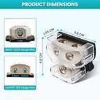 NuIth 2PCS 2-Way Power Distribution Block, 0/2/4 Gauge Input in 4/8 Gauge Out Auto Stereo Ground Distribution Blocks 2 Way for Car Audio Amplifier Splitter