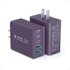 [2Pack] 60W USB C Plug,5-Port Fast Charger Block PD+QC Cube Wall Charging Box Brick for iPhone 17/16/15/14/13 for Samsung Galaxy S25/S24/S23/S22/S21+/S21 Ultra, Magsafe Wireless Charger,(Purple)