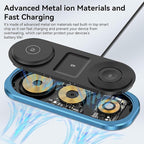 3 in 1 Fast Wireless Charger Stand for iPhone, Foldable Travel Charging Station for Magsafe for iPhone 17/Air/16/15/14/13/12 Series, Apple Watch Series, AirPods pro/2/3/4, 2025 Christ mas Gifts (Blue)