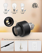 DEWENWILS Remote Control Light Socket with Dimmer, Wireless Light Switch, Wireless Light Bulbs Socket Switch, E26 E27 Base, 100FT Range, No Wiring, for Closet, Garage, Basement, ETL Listed, Black