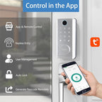 UMIK UMIKSMART Fingerprint Door Lock with Handle Set, Keyless Entry Smart Door Lock, Electronic Keypad Deadbolt Locks, App Control for Front Door, Home (Matte Silver in Zinc)