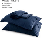 Bedsure Full Size Bed Sheets, Cooling Sheets, Rayon Derived from Bamboo, Breathable & Soft, Deep Pocket Up to 16 Inches, Hotel Luxury Silky Bedding for Hot Sleepers, Navy