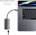 Satechi 8 in 1 USB C Hub Multiport Adapter V2, 4K HDMI, 115W USB C PD Charging, 3 USB-A, Ethernet, Micro/SD Card Readers, for Laptop, MacBook Air/Pro M5/M4, iPad, Windows - Space Gray