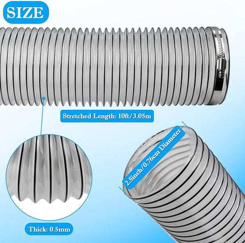 2-1/2"x10'PVC Dust Collection Hose,2-1/2"Dust Collector Hose for Woodworking,Workshops,Wood Shop Dust Collection System,2.5Inch PVC Clear Flexible Hose for Extract Dust Debris Fume w/Carbon Steel Wire