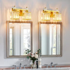 FDPBY Gold Bathroom Vanity Lights Crystal Vanity Light Bathroom Lighting Fixtures 2 Light Modern Vanity Lighting Fixtures