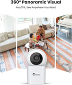 CAMSTRO 3K Indoor Security Camera 2 Pack, 360° Pan/Tilt WiFi Camera for Home Security, 2.4/5GHz Pet/Dog/Baby Camera with Phone App, Night Vision, Two-Way Audio, 24/7 SD/Cloud Storage, Works with Alexa