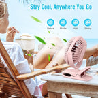 BESKAR Portable Clip on Fan Rechargeable, 4 Speeds Small Battery Operated Fans, USB Desk Fan with Strong Airflow, Sturdy Clamp Fans for Golf Cart Office Outdoor Travel Camping