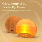 REACHER Sunrise Alarm Clock with Bluetooth Speaker & FM Radio, Gradual Wake Up Light, Digital Dimmable Clock, Bedroom Lamps, 8 Color Night Lights, Home Decor, Wood Clock for Adult, Kid