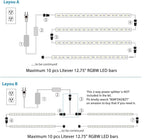 Under Cabinet LED Lights Kit. RGB Color Changing & Super Bright White Lighting. Dimmable with Remote. 6 pcs Linkable LED Light Strips with Power Supply, Extension Cords. Plug in. Max 24W. RGB + 5000K.