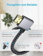 XAOSUN Right Angle HDMI 2.0 Cable 10 FT, 18Gbps High Speed HDMI Cord Support 4K@60Hz,3D 1080P,HDR,ARC,90 Degree HDMI Cable for MacBook pro 2023,Monitor,ps4/5,Xbox,Fire TV and More