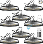 Lightdot 8Pack Smart 250W High Bay LED Shop Lights 37,500LM High Bay Lights with Control (Normal Mode & Motion Sensor Mode) ETL-Listed Plug & Play for 30-40FT Height Warehouse-6Yrs Warranty