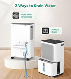 2500 Sq.Ft Dehumidifier for Basement with Drain Hose Max 34 Pints, VEAGASO Dehumidifiers for Home, Large Room, Bathroom, Bedroom, Three Modes, Intelligent Humidity Control, Dry Clothes, 24HR Timer