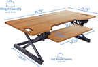 Rocelco 46" Large Height Adjustable Standing Desk Converter with Triple Monitor Mount BUNDLE - Sit Stand Up Computer Workstation Riser - Retractable Keyboard Tray - Teak Wood Grain (R DADRT-46-DM3)