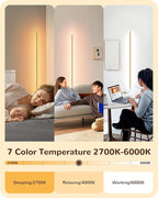 EDISHINE LED Corner Floor Lamp, Set of 2 Minimalist Dimmable Light with Remote, 57.5" Tall Standing Lamp for Living Room, Bedroom, Home Office, 7 Color Temperature 2700-6000K (Gold)