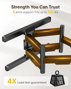 monTEK Full Motion TV Wall Mount for 43"–95" TVs, Pre-Assembled & up to150lbs, Heavy Duty TV Mount Bracket with Tool-Free Tilt/Swivel/Extension, Max VESA 800x400, Fits 16"/18" Studs, HW1242BK
