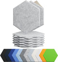 Amantech 12 Pack Acoustic Panels Self Adhesive Sound Proof Foam,High Density Sound Acoustic Foam Panel,12X10.23X0.4 Inch Hexagon Wall Panels in Home,Office,Reccording Room,Studio(Silver Gray)