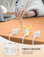 Lamicall 6Pack Clear Rotatable Cord Organizer - [1s Lock] Cable Clips Phone Charger Cord Holder, Desk Cable Management, Adhesive Wire Organizer for Nightstand, Office Accessories, Room Christmas Decor