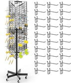 Grid Wall Panels Display Stand - 16”*63.3” Triangular Display Racks with 30 Hooks for Vendor Events , 360° Rotating Art Display Panels Heavy Duty Floor Standing Movable Retail Display Organization