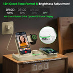 Dual Phone Wireless Charging Station for Apple Devices, Magnetic Charging Station for iPhone with Auto Switch 7-Color Light&Clock, Family Watch Charger for iPhone17 for iWatch11 for AirPods Pro3(Cream