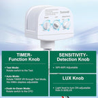 TREEWELL 2 Pack 240-Degree Replacement Motion Sensor, Adjustable LUX(5-300) & Time & Detection Sensitivity Up to 60 Feet Range, 3 Working Modes Outdoor Motion Detector for Security Floodlight, White