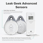 Leak Geek Advanced Wi-Fi Alert System with The Bridge Gateway, 2 Water Spot Detection Sensors, and a Water Leak Area Detection Sensor with 76-inch Cable