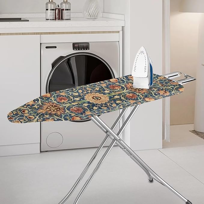 ZCFYGDX Vintage Flower Print 18 x 58 Ironing Board Covers Nylon Buckle Straps Fasteners & Elastic Edge Stain Resistant Breathable,Suitable for Multi-Size Iron Board Relaxing Ironing Experience