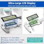 Raynesys Digital Caliper 6 Inch with Large LCD Screen, Inch/MM/Fraction Conversion, 150mm Micrometer Caliper All Stainless Steel Diameter Measuring Tool for Jewelers/Woodworkers/DIY