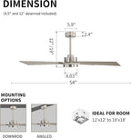 WINGBO 54 Inch Ceiling Fan with Light and Remote, 4 Plywood Blades, 6-Speed Reversible DC Motor, Dimmable, 3CCT, Farmhouse Ceiling Fan for Bedroom Living Room Kitchen, Brushed Nickel and Gray